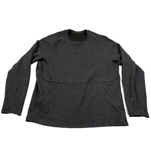 Lululemon City Sweat Crew Textured Pullover Men Gray Zipper Pocket Sweatshirt L